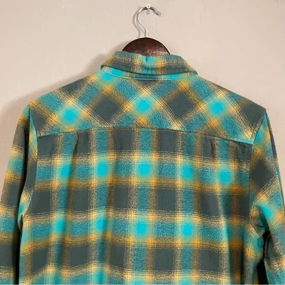 Fayettechill Teal and Orange Plaid 100% Cotton Flannel Shirt Women's Size M - Picture 11 of 12